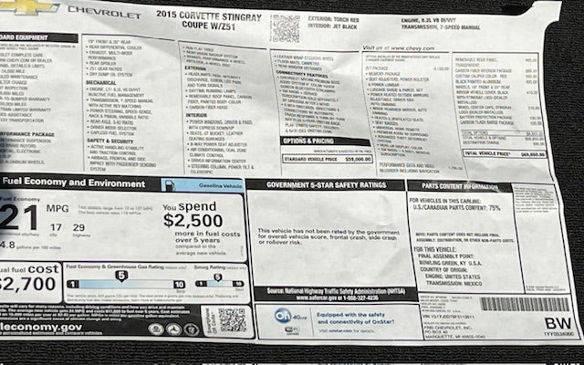 2015 Chevrolet Corvette Stingray Z51 2LT